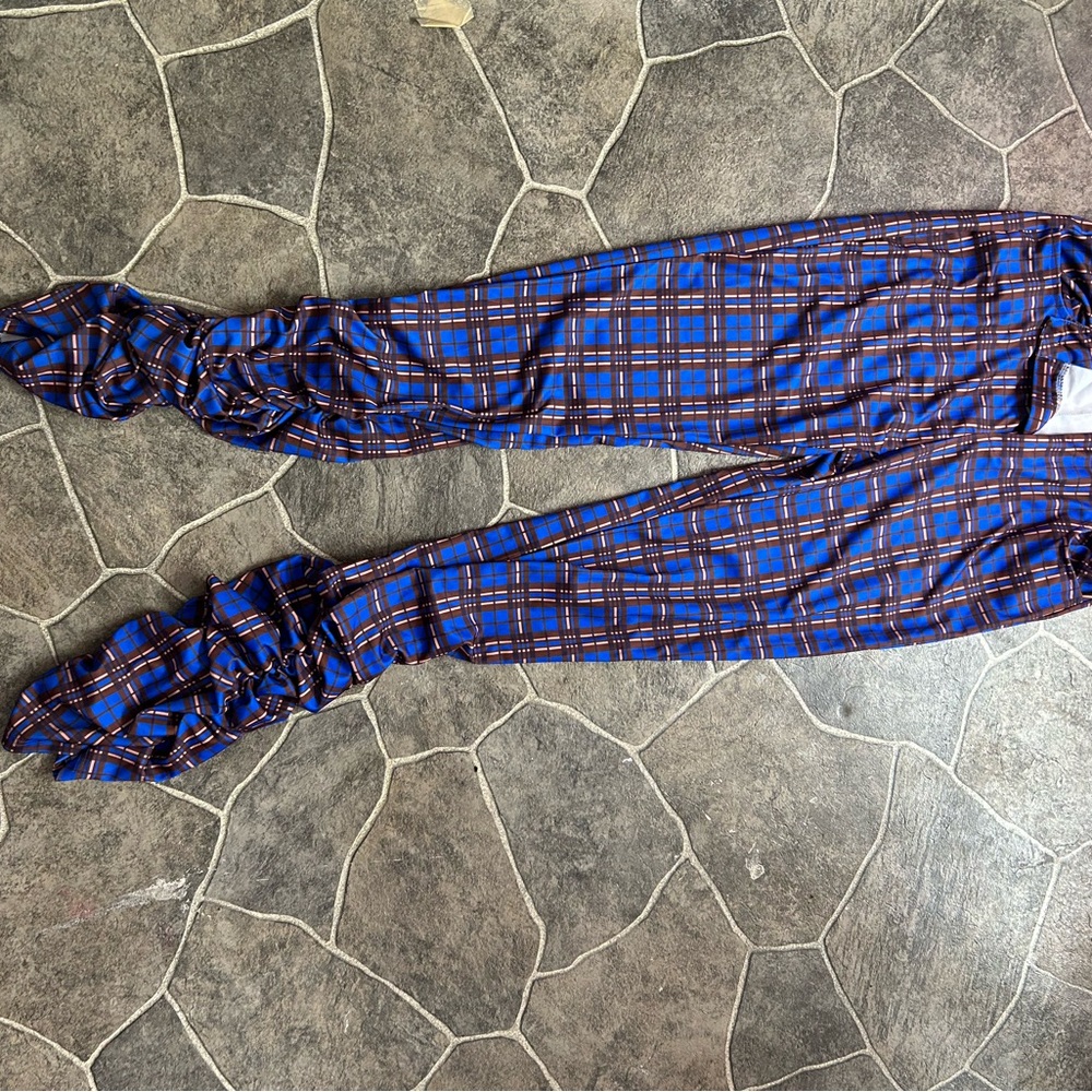 Blue and Brown Plaid Leggings